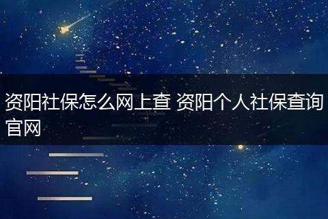 资阳社保怎么网上查 资阳个人社保查询官网