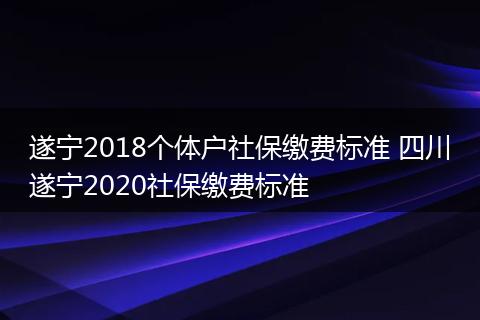 遂宁2018个体户社保缴费标准 四川遂宁2020社保缴费标准