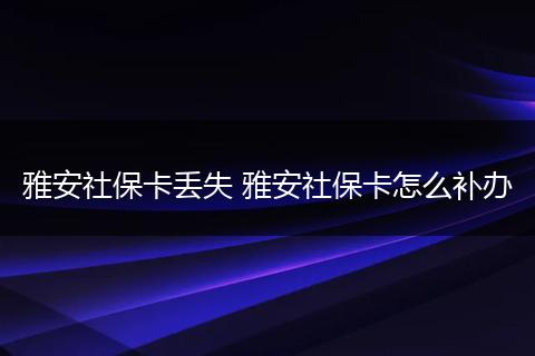 雅安社保卡丢失 雅安社保卡怎么补办