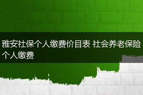雅安社保个人缴费价目表 社会养老保险个人缴费