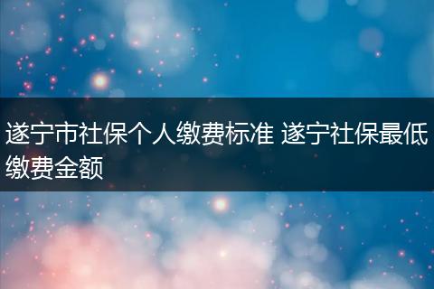 遂宁市社保个人缴费标准 遂宁社保最低缴费金额