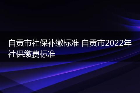自贡市社保补缴标准 自贡市2022年社保缴费标准