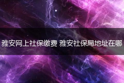 雅安网上社保缴费 雅安社保局地址在哪