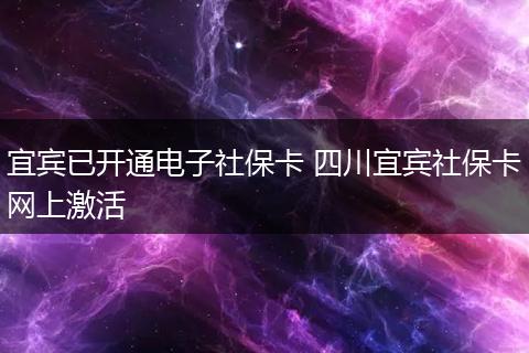 宜宾已开通电子社保卡 四川宜宾社保卡网上激活
