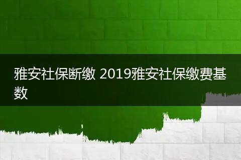 雅安社保断缴 2019雅安社保缴费基数