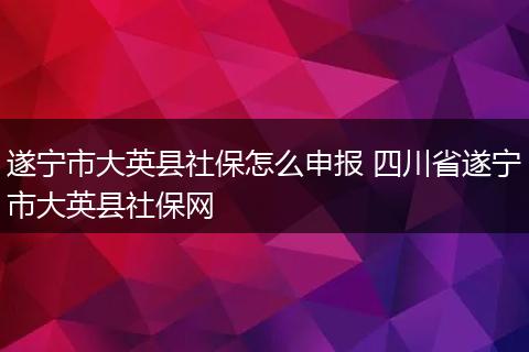 遂宁市大英县社保怎么申报 四川省遂宁市大英县社保网