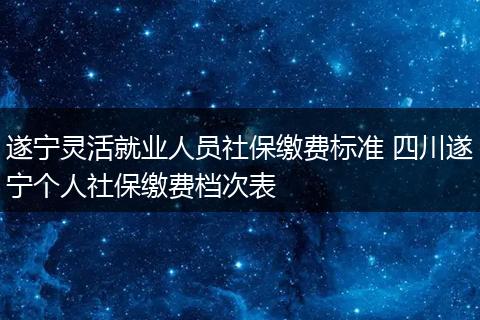 遂宁灵活就业人员社保缴费标准 四川遂宁个人社保缴费档次表