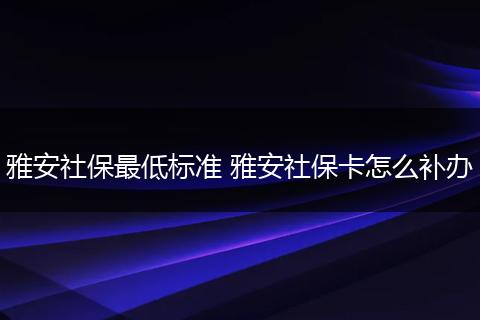 雅安社保最低标准 雅安社保卡怎么补办