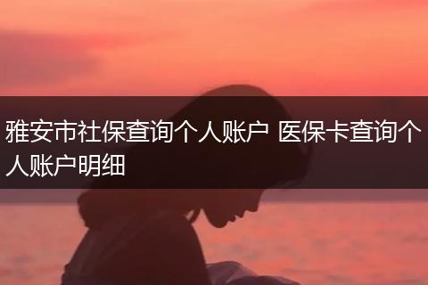 雅安市社保查询个人账户 医保卡查询个人账户明细