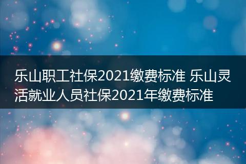 乐山职工社保2021缴费标准 乐山灵活就业人员社保2021年缴费标准