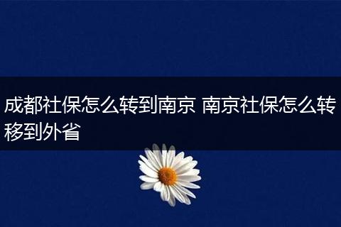成都社保怎么转到南京 南京社保怎么转移到外省