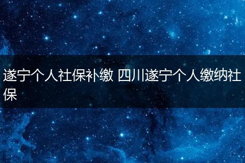 遂宁个人社保补缴 四川遂宁个人缴纳社保