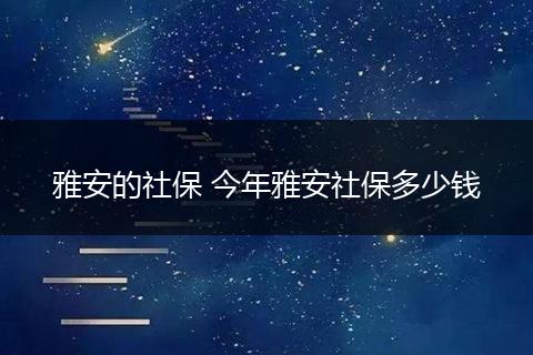 雅安的社保 今年雅安社保多少钱