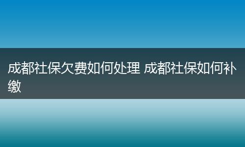 成都社保欠费如何处理 成都社保如何补缴