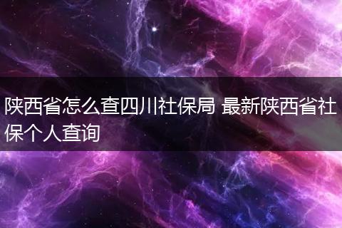 陕西省怎么查四川社保局 最新陕西省社保个人查询