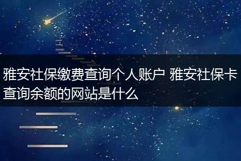 雅安社保缴费查询个人账户 雅安社保卡查询余额的网站是什么