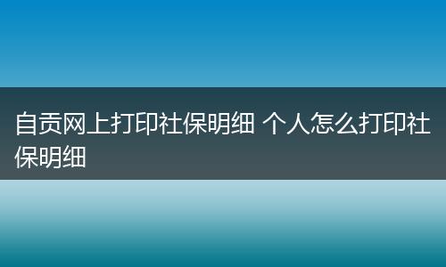 自贡网上打印社保明细 个人怎么打印社保明细