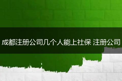 成都注册公司几个人能上社保 注册公司