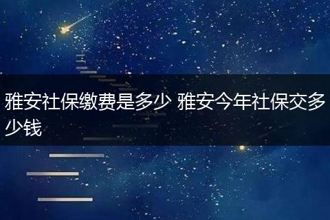 雅安社保缴费是多少 雅安今年社保交多少钱