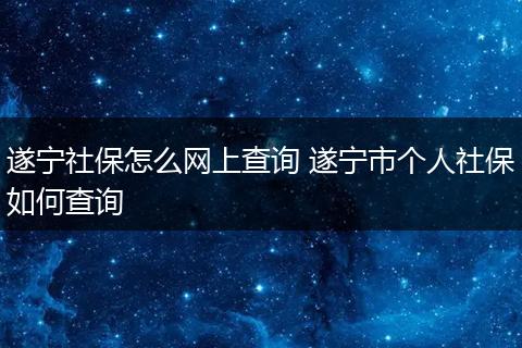 遂宁社保怎么网上查询 遂宁市个人社保如何查询