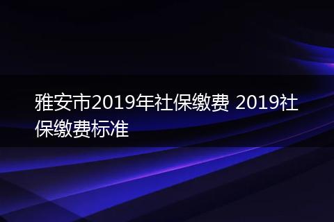 雅安市2019年社保缴费 2019社保缴费标准
