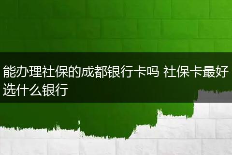 能办理社保的成都银行卡吗 社保卡最好选什么银行