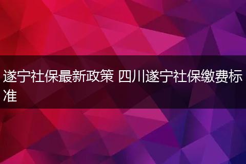 遂宁社保最新政策 四川遂宁社保缴费标准