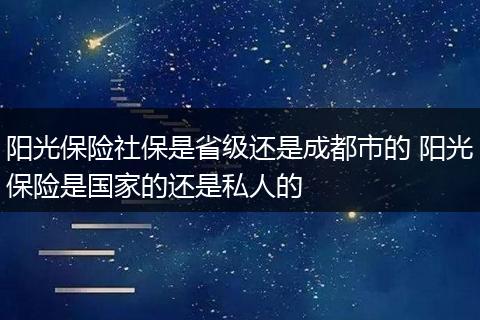 阳光保险社保是省级还是成都市的 阳光保险是国家的还是私人的