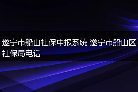遂宁市船山社保申报系统 遂宁市船山区社保局电话