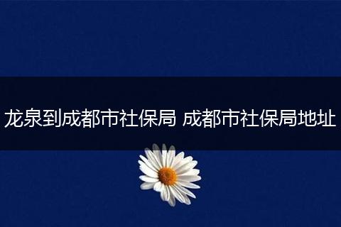 龙泉到成都市社保局 成都市社保局地址