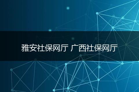 雅安社保网厅 广西社保网厅