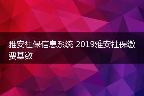 雅安社保信息系统 2019雅安社保缴费基数