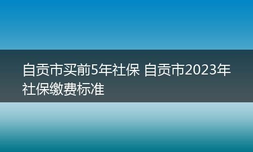 自贡市买前5年社保 自贡市2023年社保缴费标准