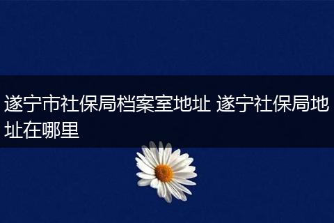 遂宁市社保局档案室地址 遂宁社保局地址在哪里