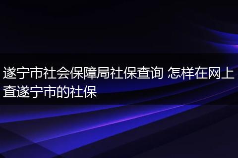 遂宁市社会保障局社保查询 怎样在网上查遂宁市的社保