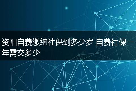 资阳自费缴纳社保到多少岁 自费社保一年需交多少