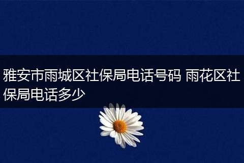 雅安市雨城区社保局电话号码 雨花区社保局电话多少