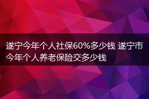 遂宁今年个人社保60%多少钱 遂宁市今年个人养老保险交多少钱
