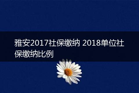 雅安2017社保缴纳 2018单位社保缴纳比例