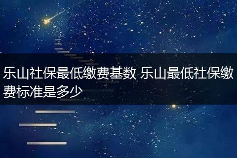 乐山社保最低缴费基数 乐山最低社保缴费标准是多少
