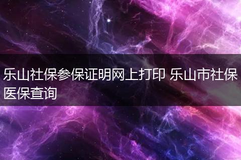 乐山社保参保证明网上打印 乐山市社保医保查询
