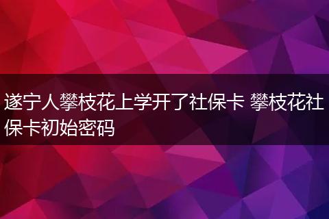 遂宁人攀枝花上学开了社保卡 攀枝花社保卡初始密码