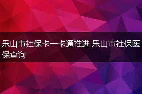 乐山市社保卡一卡通推进 乐山市社保医保查询