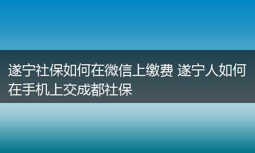 遂宁社保如何在微信上缴费 遂宁人如何在手机上交成都社保