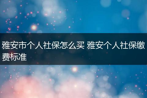 雅安市个人社保怎么买 雅安个人社保缴费标准