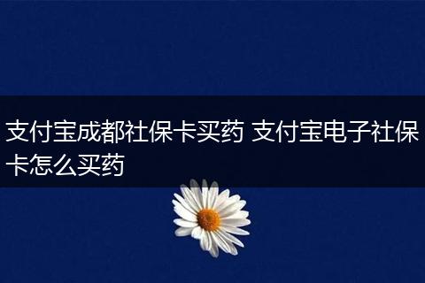 支付宝成都社保卡买药 支付宝电子社保卡怎么买药