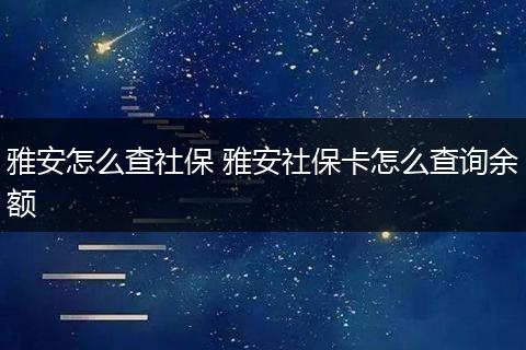 雅安怎么查社保 雅安社保卡怎么查询余额
