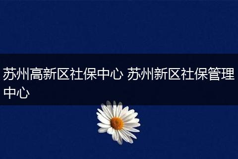 苏州高新区社保中心 苏州新区社保管理中心
