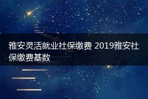 雅安灵活就业社保缴费 2019雅安社保缴费基数