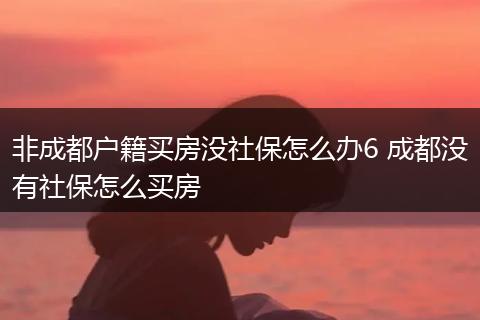 非成都户籍买房没社保怎么办6 成都没有社保怎么买房